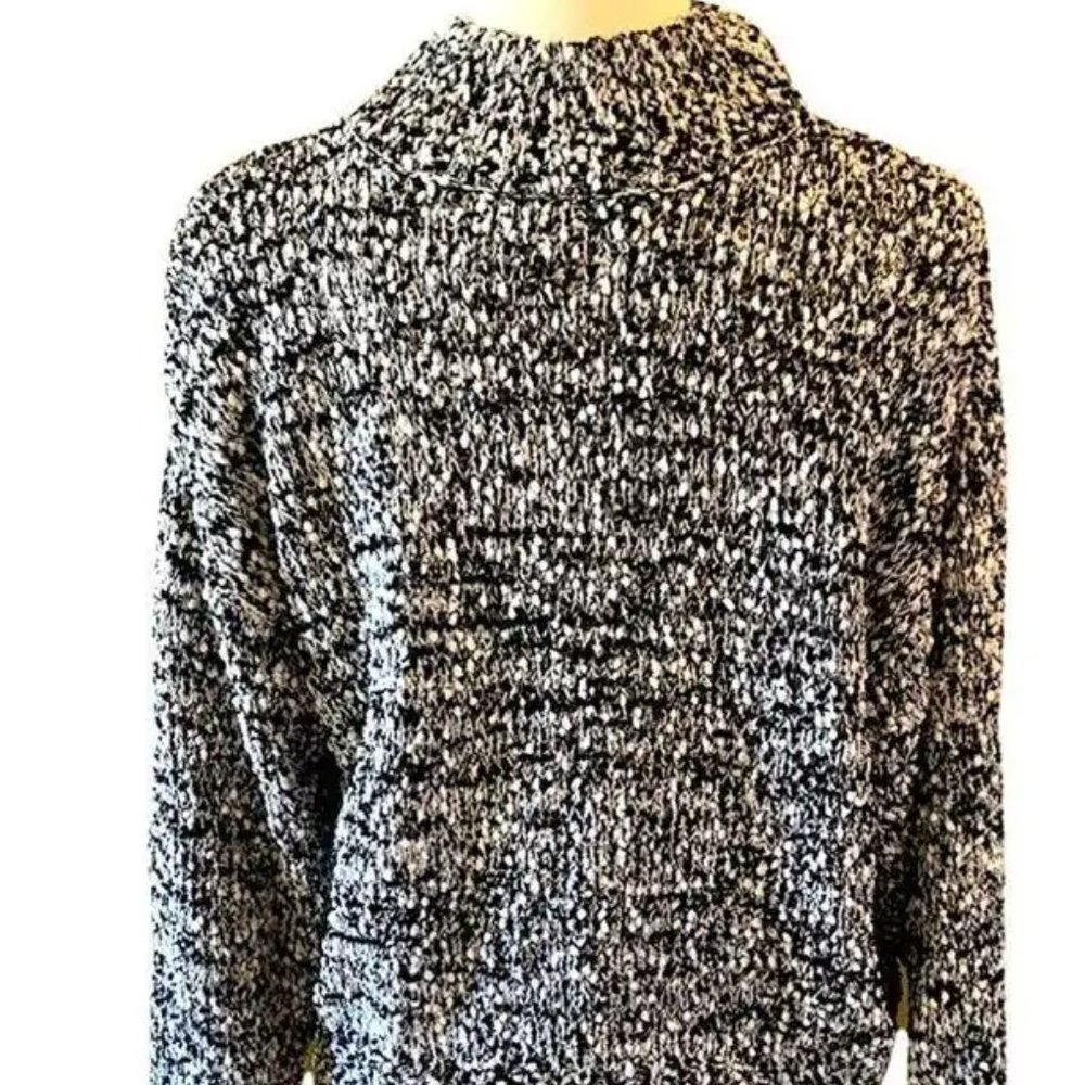 Blush & Bloom Black White Crop Mock Neck Sweater